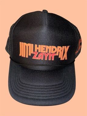 Jimi Hendrix X Zayn Angel Graphic Black Trucker Hat Cap One Size Adjustable